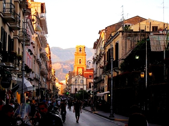 Sorrento-Via San Cesareo and church Madonna Addolorata