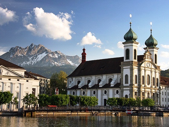 Lucerne-Jesuit Church and Mount Pilatus