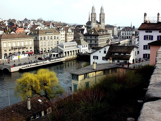Zurich-Limmat River from Lindenhof Park