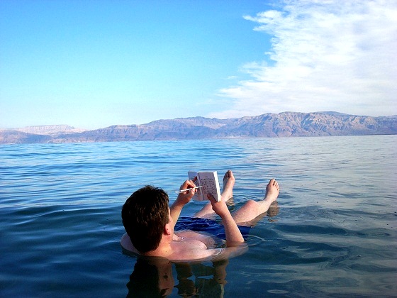 Israel-Dead-Sea, floating on the water