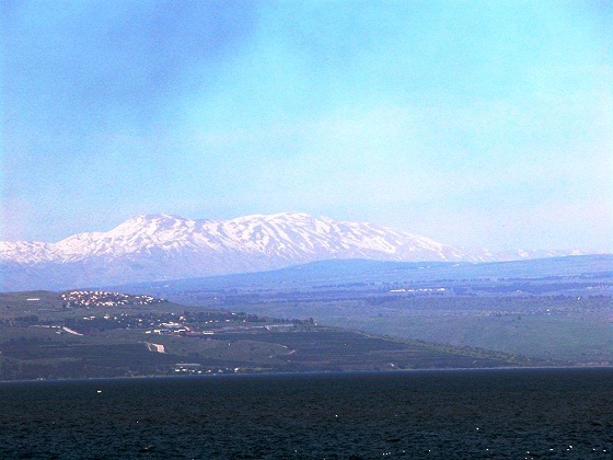 Israel-Sea of Galilee-Snowy Mount Hermon